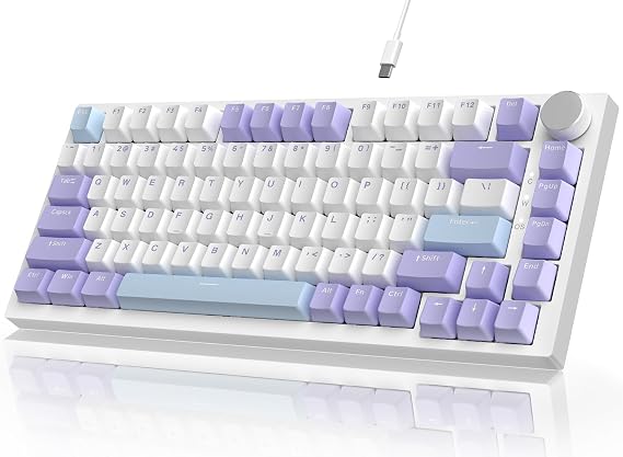ATTACK SHARKxAJAZZ AK820 75% Mechanical Gaming Keyboard Wired USB-C, Tenkeyless 82 Keys ANSI Layout TKL Mechanical Keyboard Hot Swap Sea Salt Switch Linear Switch 3/5 Pin Hot GASKET Internal 5-Layer | テンキーレス 82キーANSI配列 TKL ホットスワップ 海塩軸 リニアスイッチ 3/5ピンホットGASKET 内部5層ガスケット 音量調節CNCノブ付き RGBバックライト