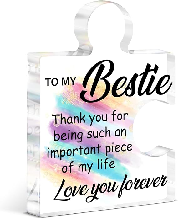 Bestie Birthday Gifts for Women, Friendship Long Distance Gifts for Best | Friend Female Soul Sister, Bestie Acrylic Puzzle Piece Gift for Christmas Thanksgiving