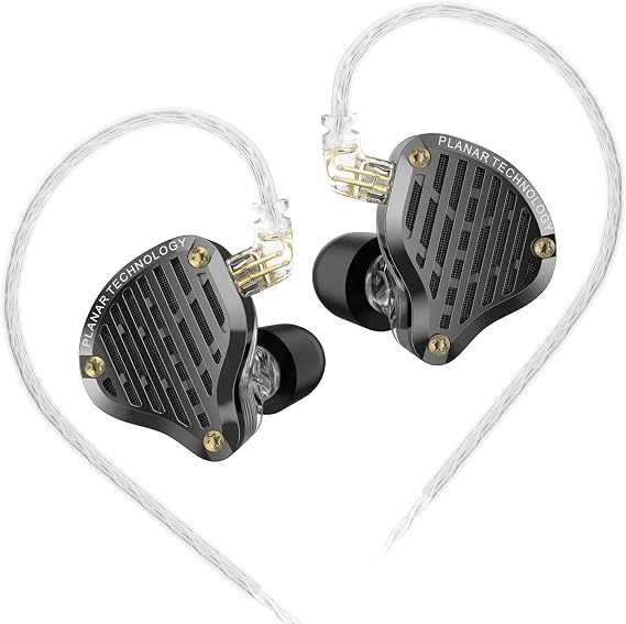 KZ PR3 Earbuds Bass Stereo Sound Comfortable Wired Earphones, 13.2mm Planar Magnetic Driver in-Ear Monitor Headphones HiFi Headset for Audio Engineers, Musicians (Black, Without mic)