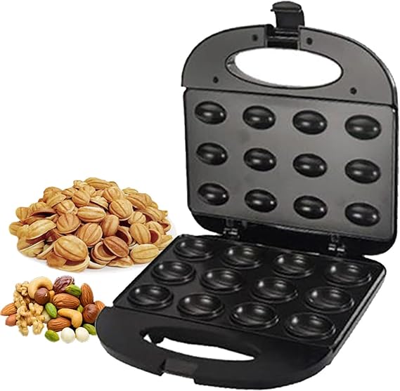 Electric Cake Maker Machine, 12-Hole Non-Stick Waffle Maker with Double-Sided Heating for Mini Nut Waffles & Pastries, Non-Slip Feet