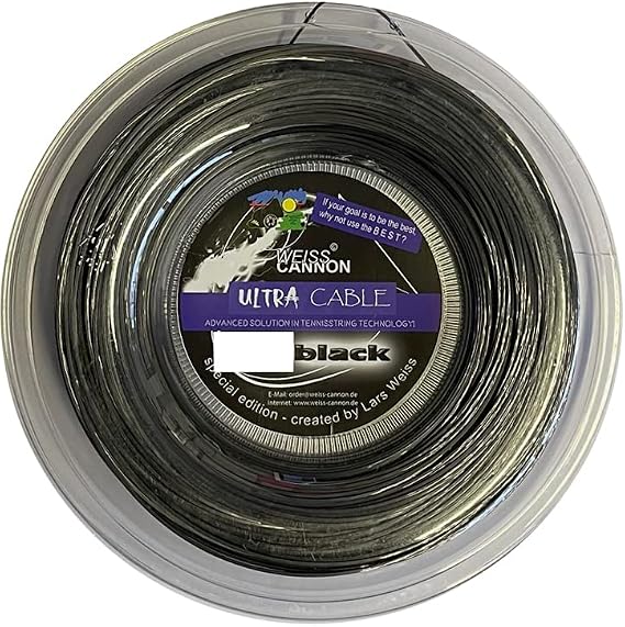 Ultra Cable Tennis String - 17L/1.23mm - Black - 660ft - 200m Reel