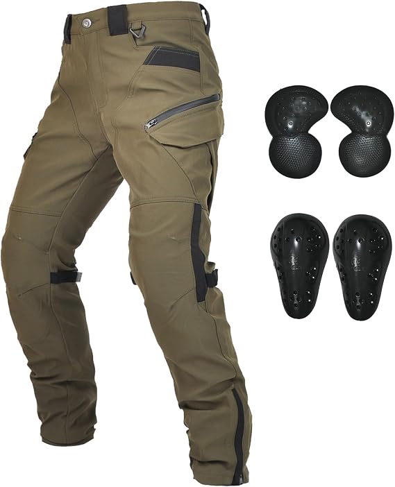 RENHE Men's Motorcycle Pants, Riding Pants for Spring, Summer, and Fall, Motorcycle Pants with Protector, Windproof and Waterproof, Biker Pants, Breathable, Racing Pants, Straight Fit | 春夏秋 バイク用パンツ 防風防水 大きいポケット 軽量 バイク用ズボン 通気 レーシングパンツ ストレート 耐磨耗性