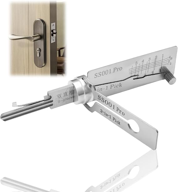 Master Key Decoder Lock Picking Tool, 2 in 1 Lock Pick & Decoder, Lock Picking Kit for Beginners, Auto Key Extractor Kit, Skeleton Keys, Locksmith Tool, Pick Locking Set, Lockpicking Training Set(001)