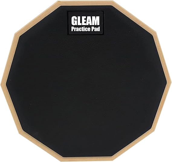 GLEAM Drum Practice Pad - 8 inch Silicone Surface High Density Compressed Wood Foam Backside (Double-sided) (8 inch rubber)