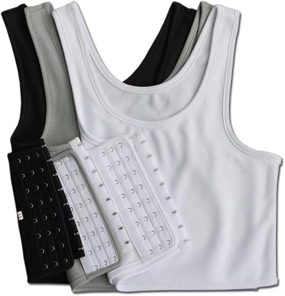 Girls Medium Size Chest Binders 3 Pack Colors in Grey, Black, White