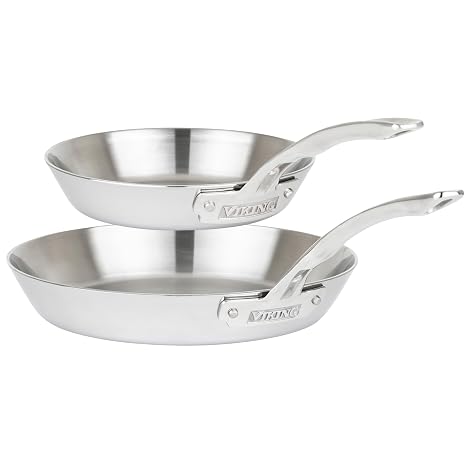 Viking 3-Ply Stainless Steel Fry Pan Set, 8-Inch and 12-Inch Frying Pan Bundle