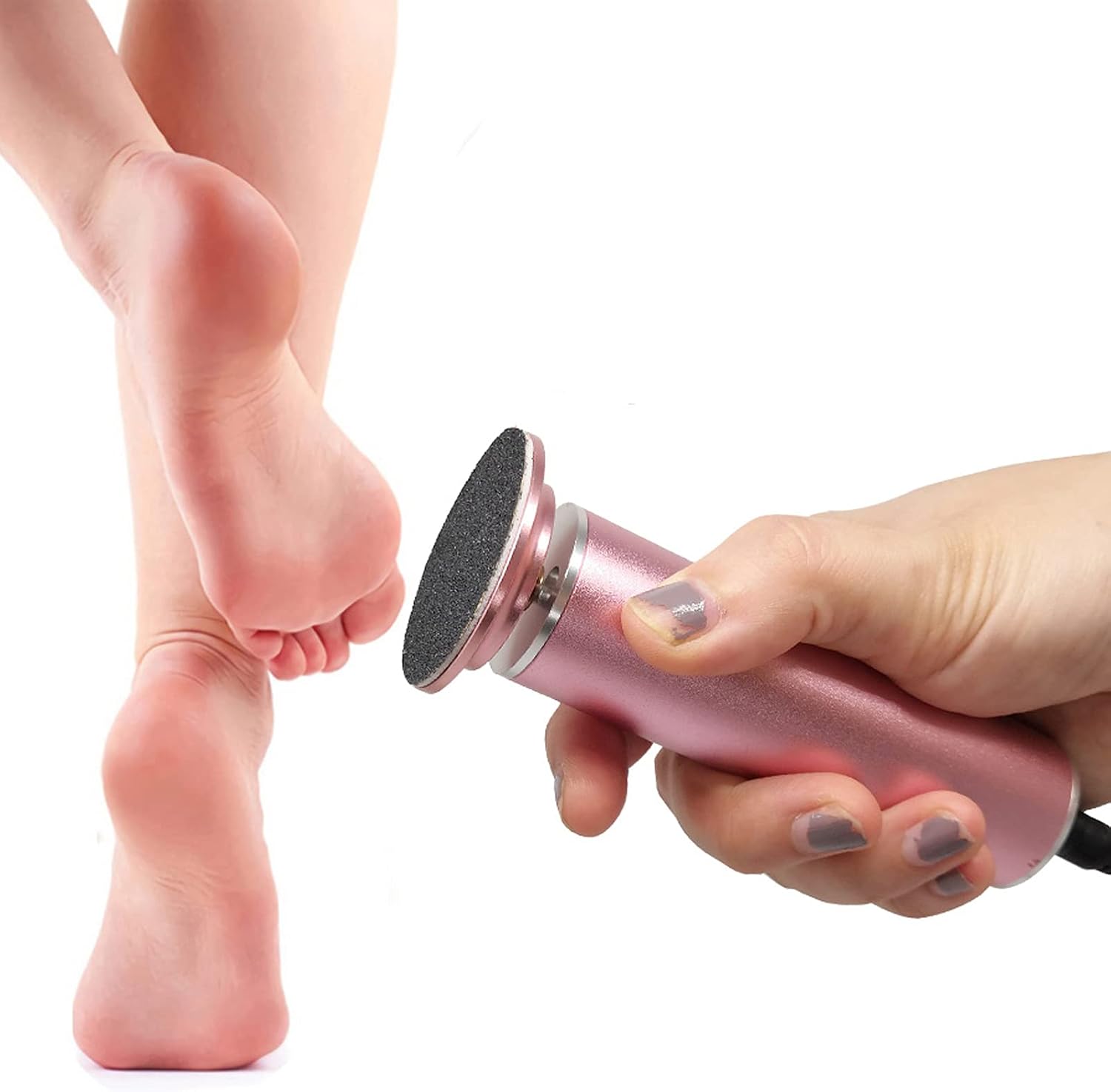 Electric Foot File Hard Skin Remover Speed Adjustable with 60pcs Replacement Sandpaper Disks, Professional Electric Callus Remover Pedicure Foot Scraper Hard Skin Remover Pink