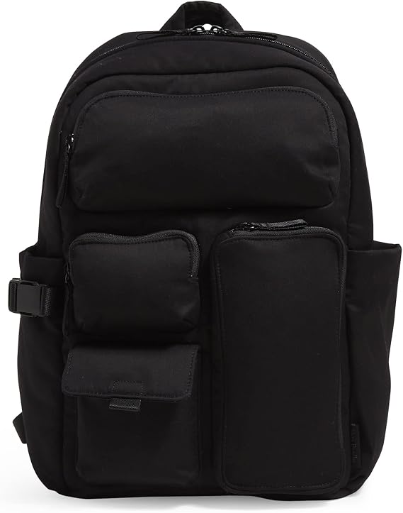 Vera Bradley Women's Cotton Utility Large Backpack, Black, One Size