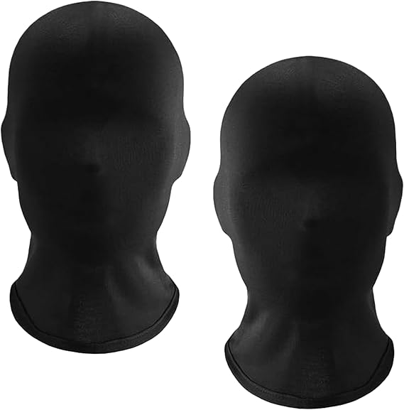 KIMHOME 2Pcs Breathable Full Face Mask, Elastic Spandex Unisex Faceless Mask for Halloween, Cosplay, Carnival & Party(Black)