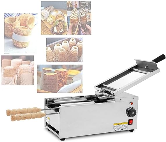Electric Ice Cream Cone Machine, 1500WCommercial Chimney Cake Machine, Chimney Bread Roll Grill Maker for Restaurant Home Kitchen Snack Bar (Color : 110V)