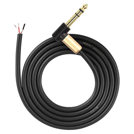 XMSJSIY 6.35mm TRS Pigtail Cable 1/4inch Stereo Male Plug to Bare Wire-2M