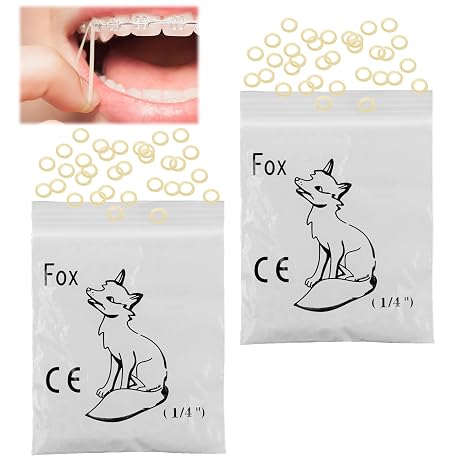 200pcs Dental Orthodontic Elastics Rubber Bands Braces Bands with 2Packs Braces Rubber Bands Elastics Latex Rubber Bands for Teeth Gap Crooked Teeth Braces,etc (Fox 1/4" 3.5OZ)