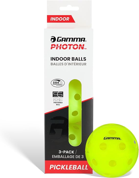 GAMMA Photon Indoor Pickleballs, 26 Holes for Precise Indoor Flight, USAPA Approved Pickle Ball for Tournament Play, High Visibility, Durable, Consistent Bounce