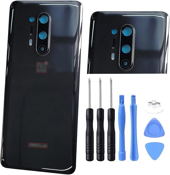 ubrokeifixit for OnePlus 8 Pro Rear Panel Back Glass Door Cover Replacement for OnePlus 8 Pro 5G 6.78"(NOT for OnePlus 8 6.55",NOT for OnePlus 8T 6.55") (1+8 Pro 6.78"/Black/Camera Lens)