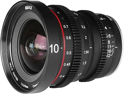 Meike 10mm T2.2 Large Aperture Manual Focus Low Distortion 6K Mini Prime Cine Lens for Micro Four Thirds Mount Cameras Compatible with Olympus Panasonic Lumix Cameras and BMPCC 4K Zcam E2 GH5 GH6 GH7