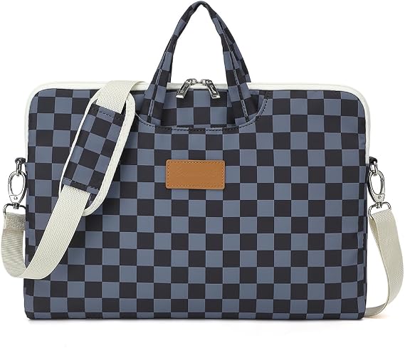 canvaslife Water Black Checker Pattern Laptop Shoulder Messenger Bag for 16 inch and 15.6 inch-16 inch Laptop