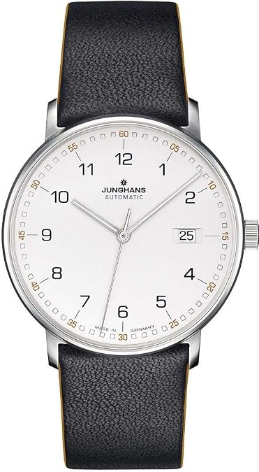 Junghans Watch Form A Automatic Matt Silver Dial Black Leather Strap 027/4731.00
