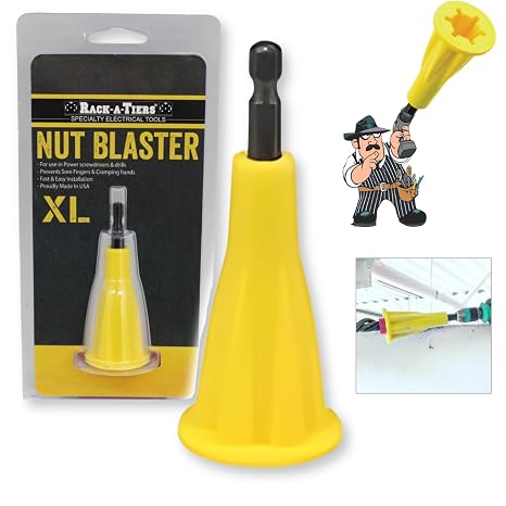 Rack-A-Tiers Nut Blaster (XL 5/8" Opening) - Universal Wire Nut Twister, Wire Twisting Tool, Wire Nut Driver, Wire Connector Drill Attachment, Wire Twister, with 1/4 Hex Shank (72101)