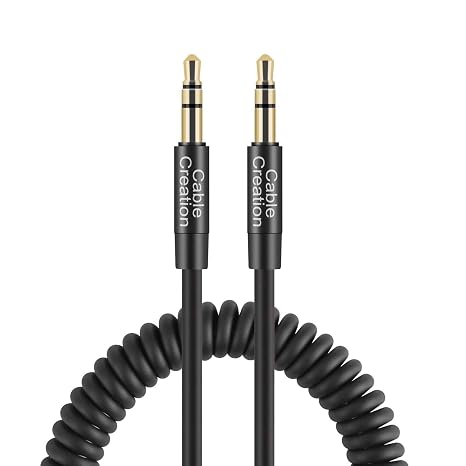 CableCreation Aux Cord for Car (1-4FT), Coiled 3.5mm Audio Stereo Cable