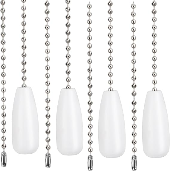 4pcs Ceiling Fan Chain Extenders, 12.68in Light Pull Chain Extension Wooden Beaded Balls Fan Pull Chain Pendant Light Pull Chain Extension for Ceiling Fan Light Lamp Decoration (White)