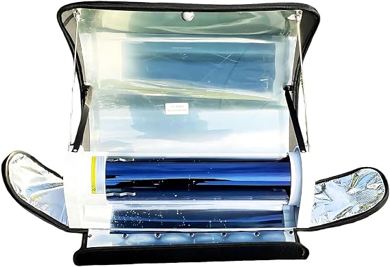 Portable Solar Oven for Outdoor Cooking, 4.5L Solar Cooker with Thermometer, Foldable Stainless Steel Camping Stove for Hiking, Travel, Family Party