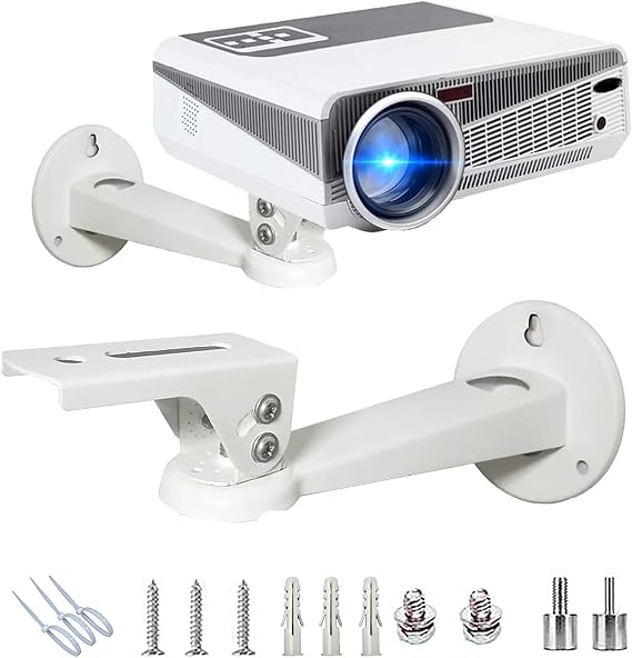 2-Be-Best Universal Projector Wall Mount Angle Adjustable 360Rotatable 11.5 lbs Load 7.9 in Length Projector Hanger with Mounting Screw Thread Adapters White as Mini Projector Camera Camcorder Mount
