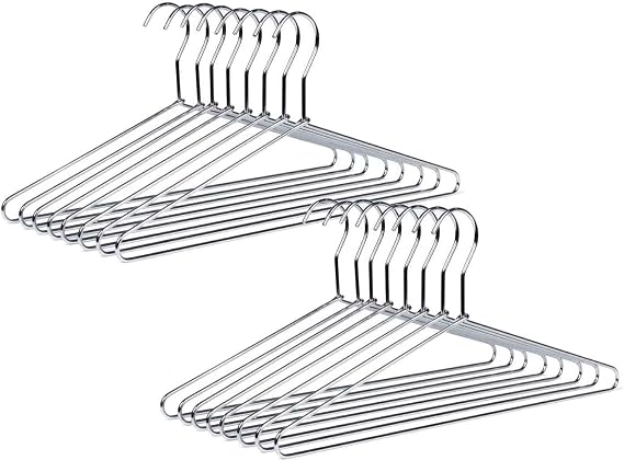 60 Quality Hangers Heavy Duty Metal Suit Hanger Coat Hangers with Polished Chrome 17 inch Wire Hangers (Suit Coat Hanger - 60 Pack)