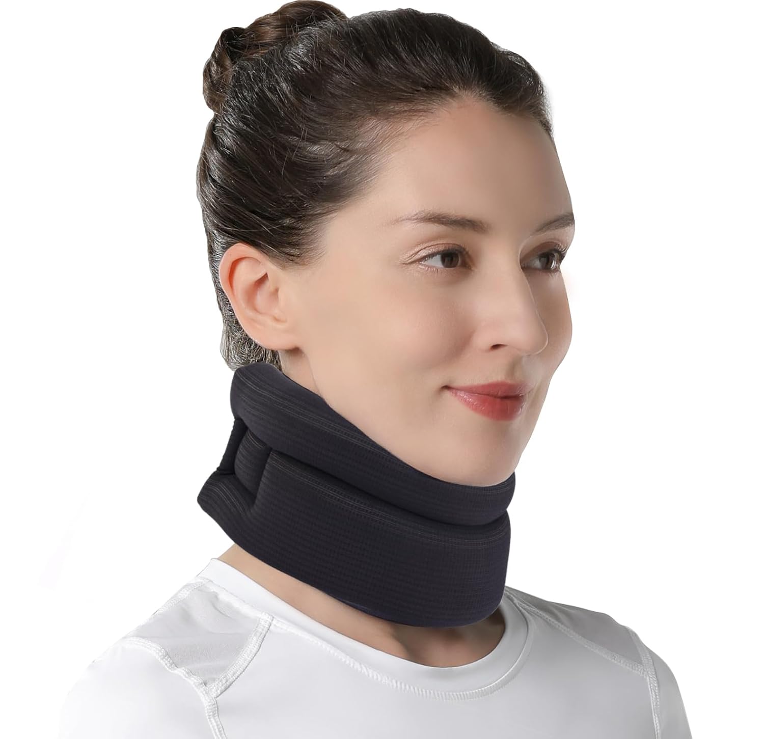 Neck Support Collar-Foam Cervical Collar, Soft Neck Brace for Pain, Torticollis, Cervicorrect and Posture Corrector- Can Be Used During Sleep, Travel and Rest Black, Medium, 11.5-14 Inch