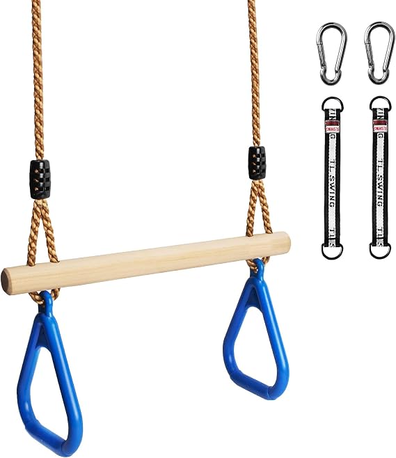 Wooden Swing Seat,with plastic rings multifunctional children's wooden trapeze