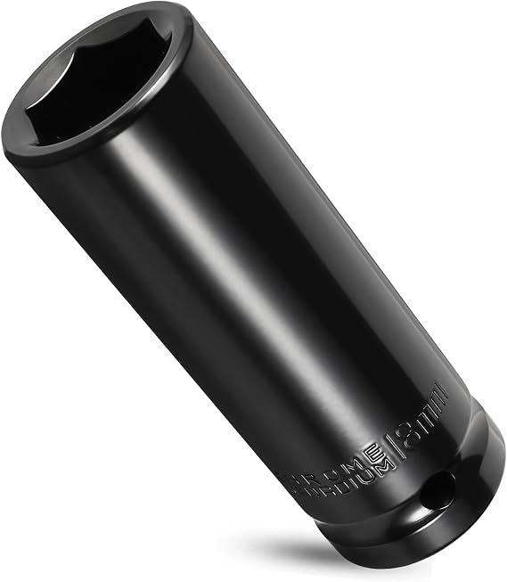 18mm Impact Socket 1/2" Drive | 18mm Socket Adapter 78mm Length | Heat-Treated CR-V Hex Sockets for Scaffold Spanner, Long Bolts | Screwdriver Bit Holder