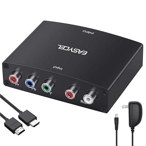 Component to HDMI Converter with 1.2 Meter HD Cable, 1080P 5RCA YPbPr to HDMI Converter