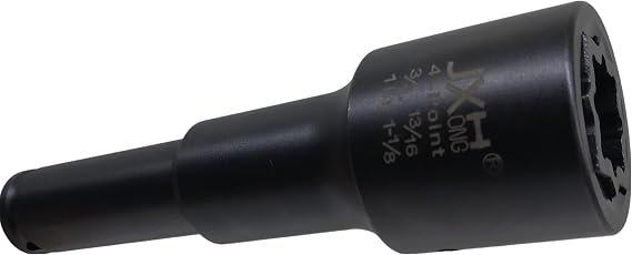 4-Point Square Impact Socket,1/2 drive, 4 in 1 Coaxial Spring Loaded Socket: 3/4", 13/16", 1", 1-1/8", Heat Treated Cr-Mo Alloy Steel