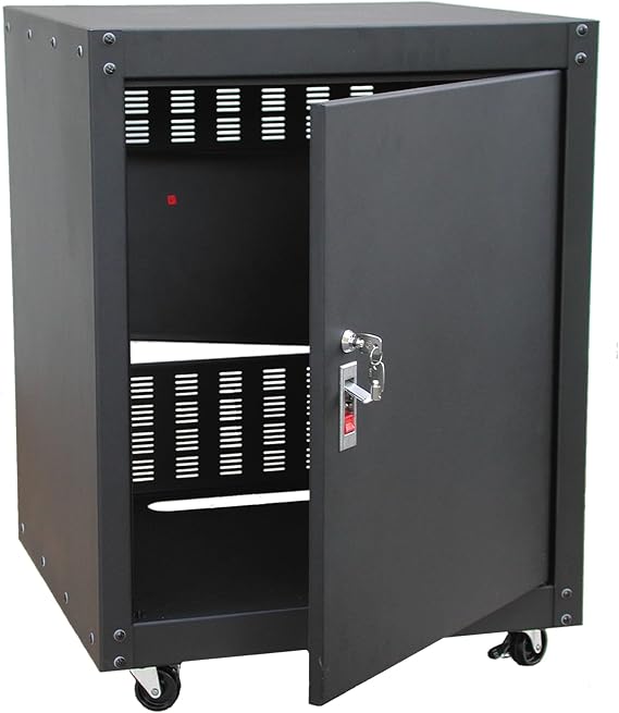 Audio2000'S AST4611 Enclosed Free-Standing Steel Equipment Rack/Stand for 19-Inch Wide Standard Equipment, with Four Casters