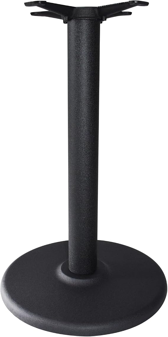 Heavy Duty 18" Round Cast Iron Table Base, Commercial Grade Metal Pedestal with 25" High Column, Dining Table Legs for Restaurant, Cafe, Bistro, Indoor & Outdoor Use, Black