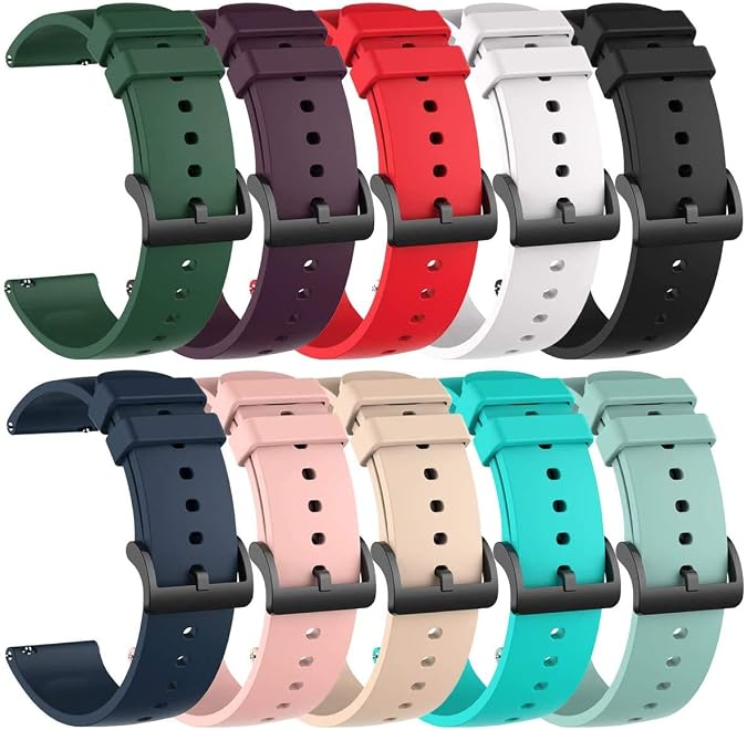 10-Pack Veryfit Smart Watch Bands, Veryfit IDW13 IDW16 IDW17 IDW19 IDW20 IDW21 IDW23 IDW25 IDW26 IDW28 ID208Plus Replacement Watch Strap, 22mm Quick Release Silicone Adjustable Wristband, Multicolor Selection
