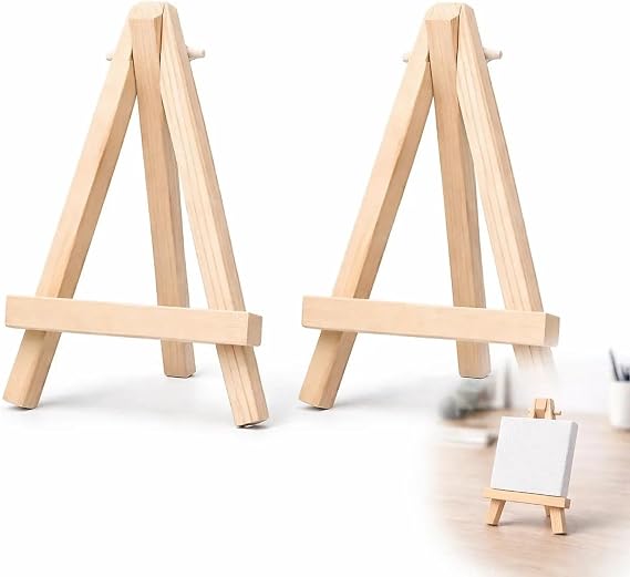 2 PCS Mini Easel Stand | Wooden Canvas Stand 15cm Tabletop Display for Painting Photo Card Phone | Foldable Small Desktop Holder for Art Craft Wedding Decor