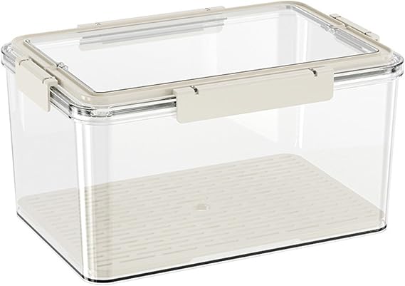 Airtight Fruit Storage Containers With Lid,Kitchen Organizers And Storage,Food Storage Container With Hidden Handle,Meal Prep, Leak-Proof,Refrigerator Storage Box,Vegetable Keeper(Beige,Large)
