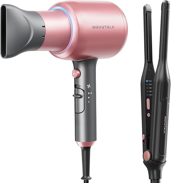 Wavytalk 310 Pencil Flat Iron Rose Gold and Blown Away onic Hair Dryer Rose Gold