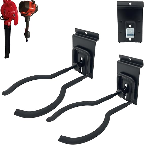 Adjustable Slatwall Hooks, Lockable Slatwall Weedeater Hanger, String Trimmer Hanger, Power Tool Hanger for slatwall Accessories, Utility Hooks for Garage Storage(2 Pack)
