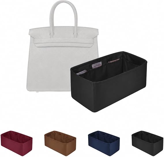 Satin Purse Organizer Insert for Hermes HAC 40, Black