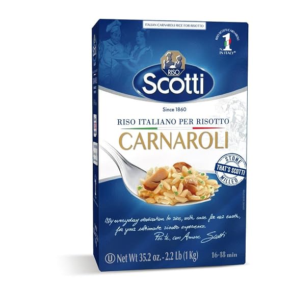 Riso Scotti - Carnaroli Risotto Rice, 2.2 lbs (1 kg) | Chef Selected, Italian Carnaroli Rice for Perfect Risotto, Vacuum Packed, Gluten Free, Non-GMO, Product of Italy