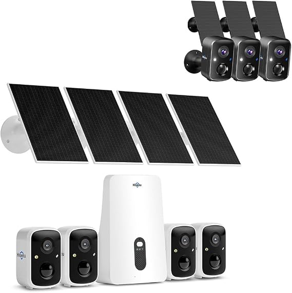 Hiseeu 1pc Base-Station+4pcs C90 White+3pcs C90 Black