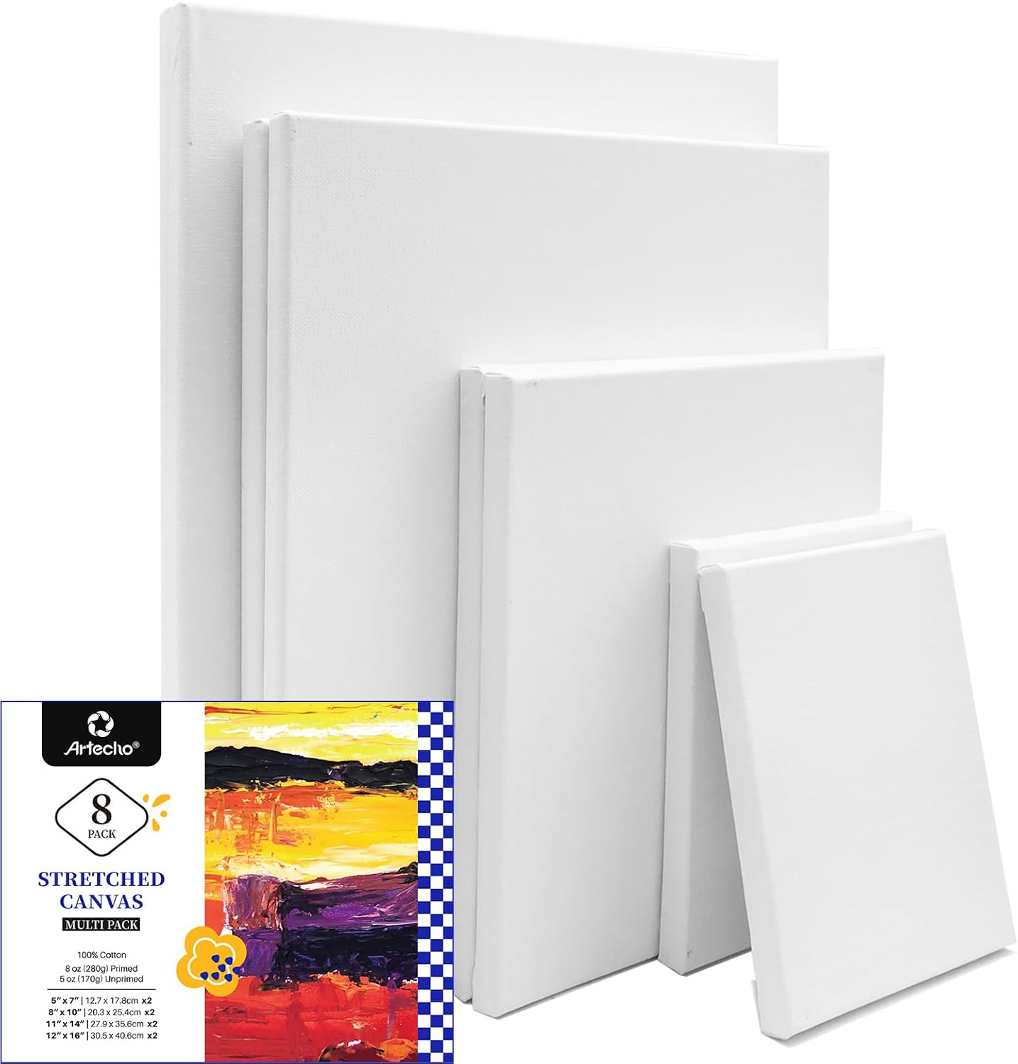 Artecho Stretched Canvas multi-size 8pcs
