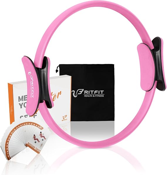 RitFit Pilates Ring 14 Inch Magic Fitness Circle for Inner Thigh Toning | Bonus Workout Guide & Storage Bag Included, Lightweight & Portable, Pilates Yoga Full Body Toning