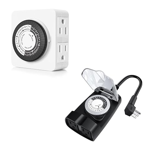 G-ELEK Timers for Electrical Outlets Indoor, 2 Outlets Timer, Outdoor Timer Outlet Waterproof, Outdoor Light Timer, Christmas Light Timer Outlet