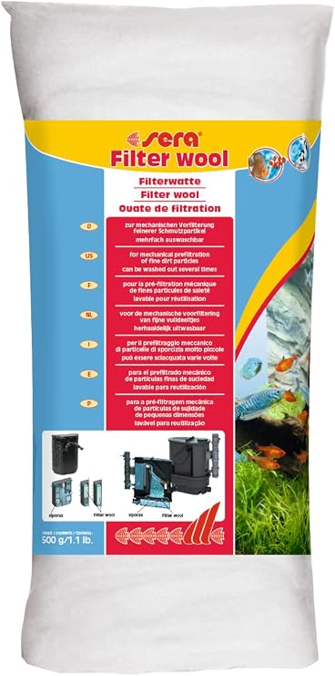 sera Filter Wool 500 g, 1.1 lb. Aquarium Filter Accessories