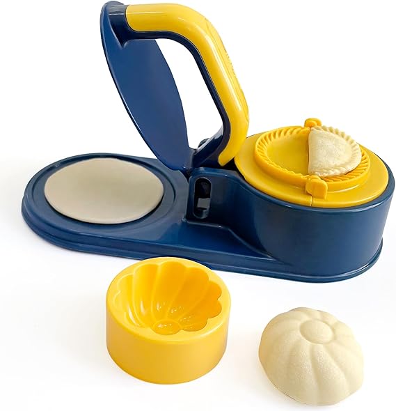 3 in 1 Dumpling Maker Machine for Adult Kids, Dumpling Skin Maker Dumpling Moulds, Home Manual Dumpling Making Tool, Happy & Easy to Make Dumplings for New Year (Blue)