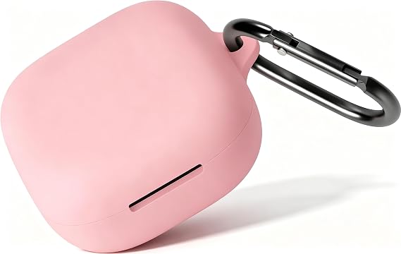 Geiomoo Silicone Case for Anker Soundcore P31i, Anker Soundcore R60i NC, Soft Flexible Scratch Resistant Protective Cover with Carabiner (Pink-1)