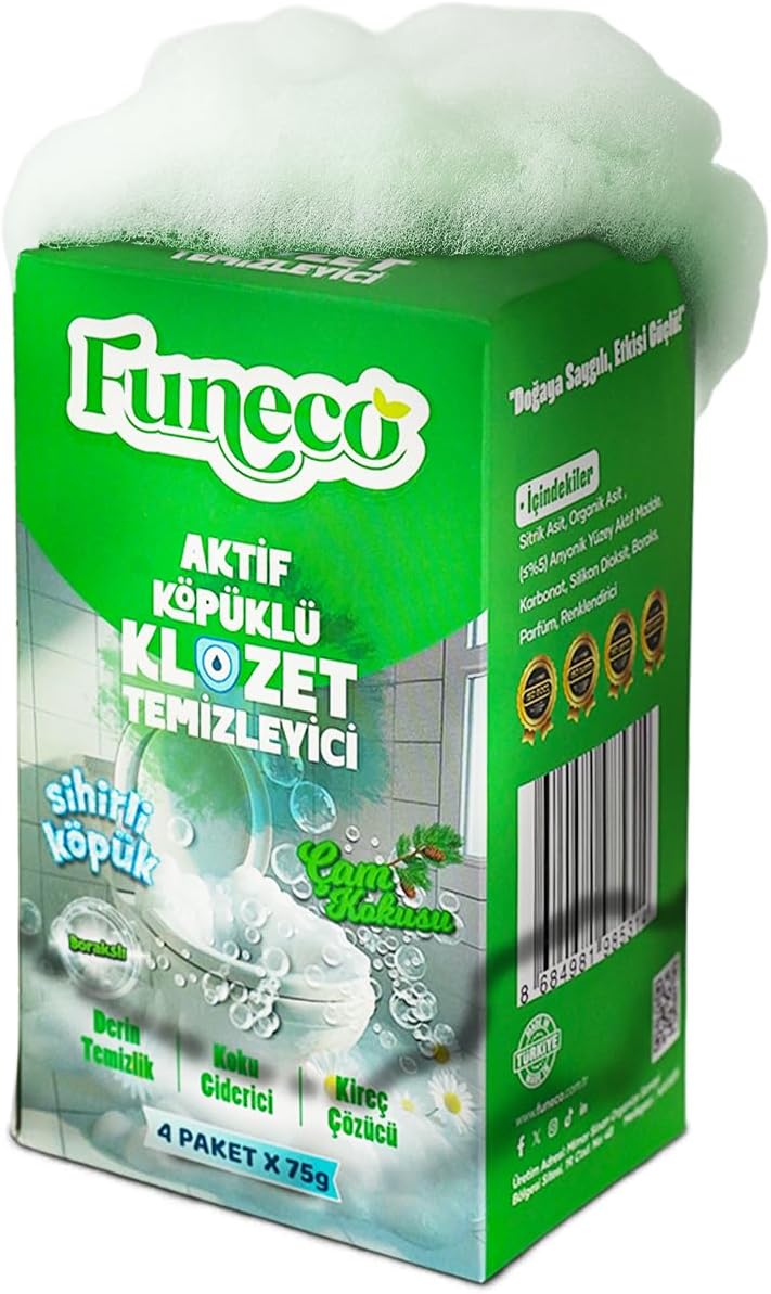 Tuvalet Klozet WC Lavabo Temizleyici Aktif Köpüklü Doğa Dostu 4x75g 300g Aylık Paket – Çam Ferahlığı