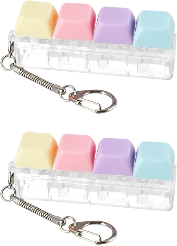 2 PCS Fidget Keyboard Keychain, Relief Stress Key Board Clicker